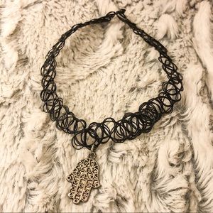 Hamsa Black Tattoo Choker